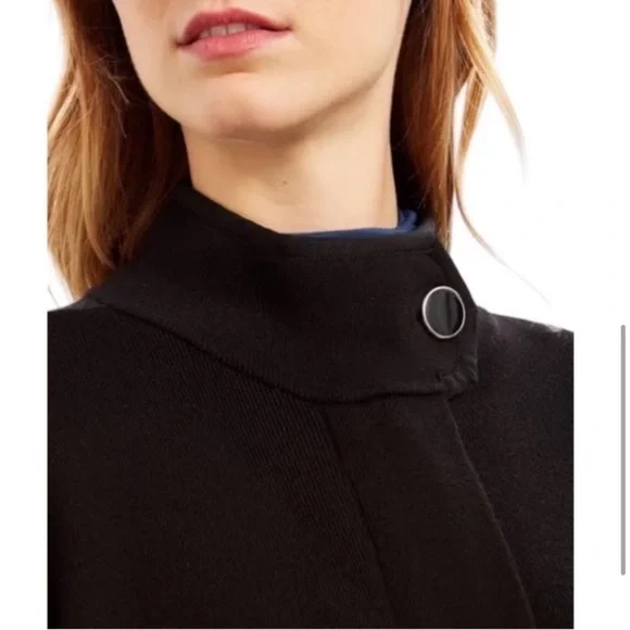 Anne Klein High Neck Pocketed Cape Black Sweater Shrug Poncho Mock Neck - Picture 2 of 14